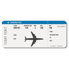 Airplane ticket, passenger ticket, vector illustration.