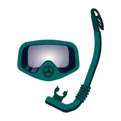 Diving mask, Vector illustration isolated on white background.