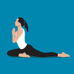 vector illustration woman doing yoga exercise. Stretching. Meditation. Isolated background.