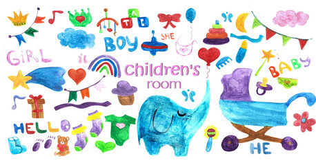 baby room toys watercolor stroller