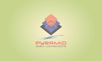 abstract pyramid concept design data connections logo