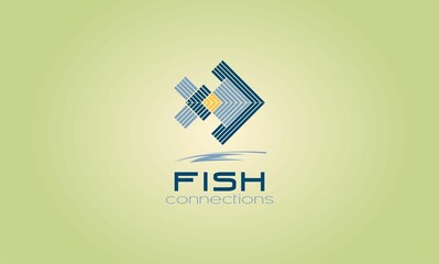 fish square abstract concept design logo