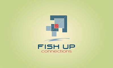 fish square concept design connection logo