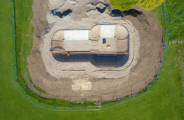 Skatepark being constructed in Banchory viewed from above