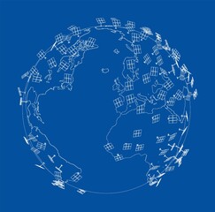 Solar Panels on Earth Concept. Vector