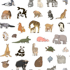 Obraz premium Animals with babies vector seamless pattern