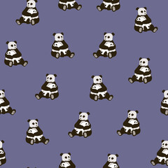 Panda bear vector seamless pattern