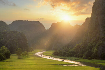 Rice field and river, NinhBinh, vietnam landscapes