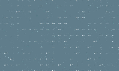 Seamless background pattern of evenly spaced white social distance symbols of different sizes and opacity. Vector illustration on blue gray background with stars