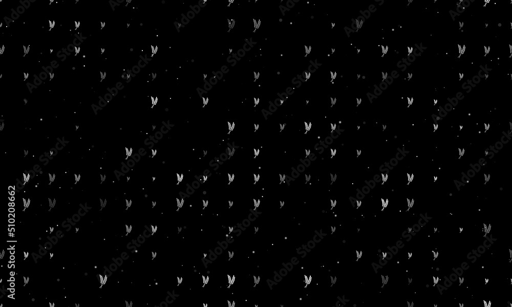 Poster seamless background pattern of evenly spaced white wheat symbols of different sizes and opacity. vec