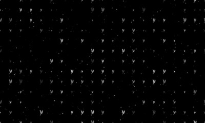 Seamless background pattern of evenly spaced white wheat symbols of different sizes and opacity. Vector illustration on black background with stars