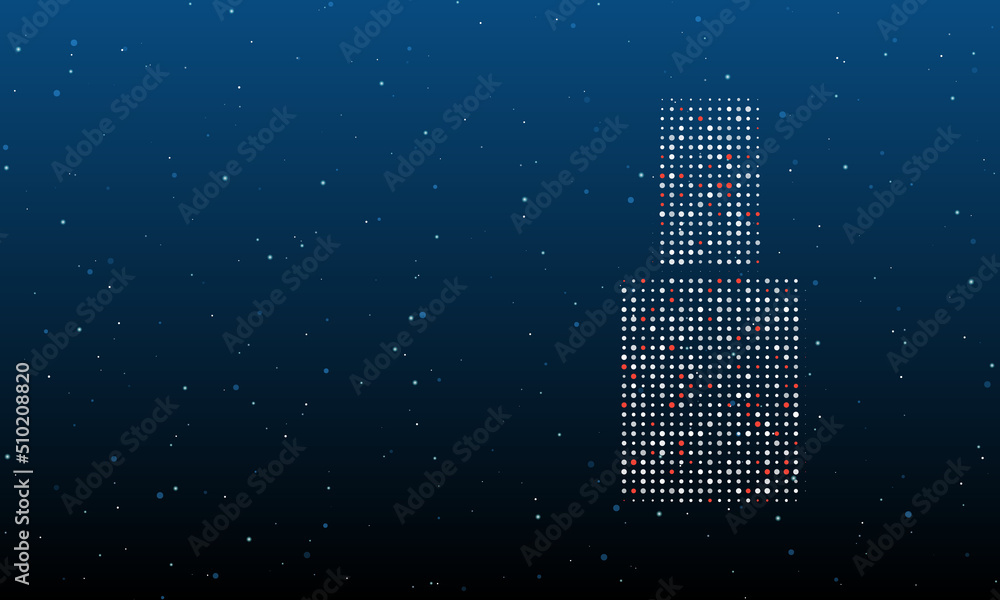 Poster on the right is the nail polish symbol filled with white dots. background pattern from dots and circ