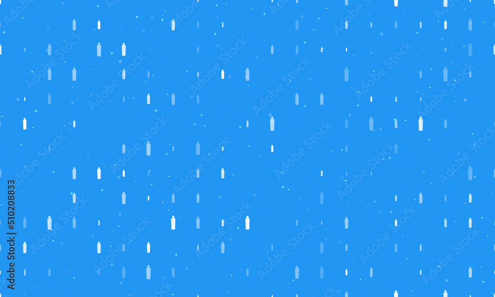 Poster Seamless background pattern of evenly spaced white shampoo symbols of different sizes and opacity. Vector illustration on blue background with stars