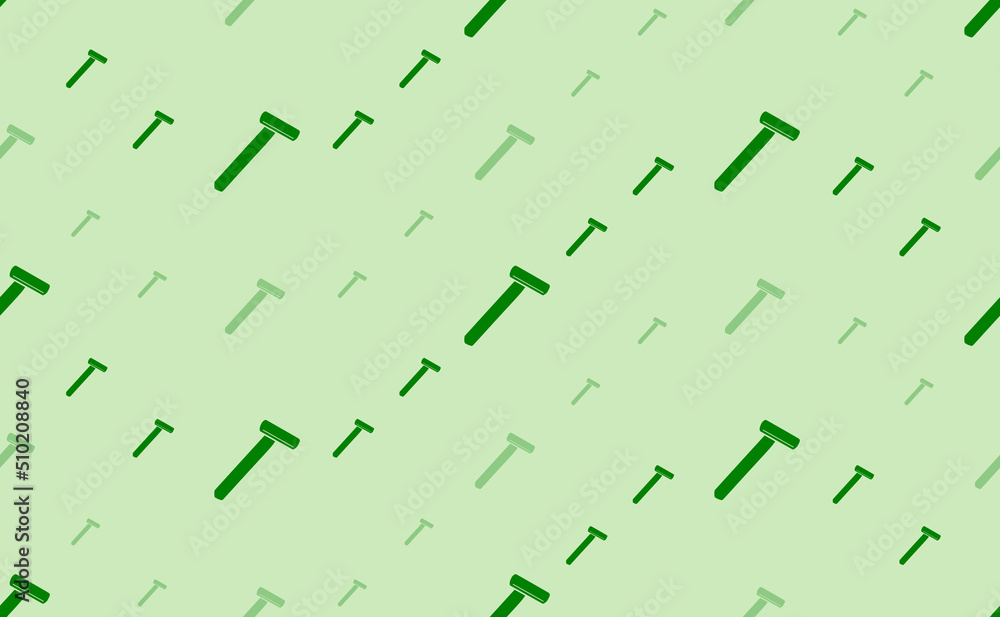 Poster seamless pattern of large and small green mens razor symbols. the elements are arranged in a wavy. v