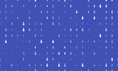 Seamless background pattern of evenly spaced white nail polish symbols of different sizes and opacity. Vector illustration on indigo background with stars