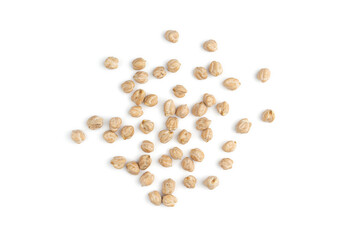 heap chickpeas on white background, top view