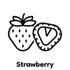 Strawberry linear icon, Vector, Illustration.