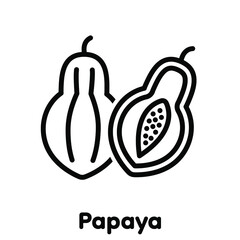 Papaya linear icon, Vector, Illustration.