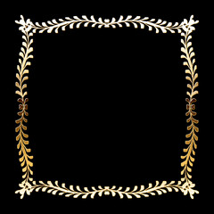 Vector luxury golden frame. Ornamental shiny gold decorative design element.