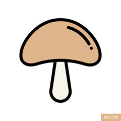 Edible mushroom vector icon in flat style design for website design, app, UI, isolated on white background. Editable stroke. Vector illustration.