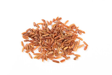 Pile of red rice isolated on white background