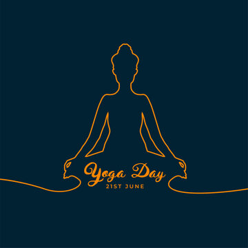 line style yoga day pose poster design