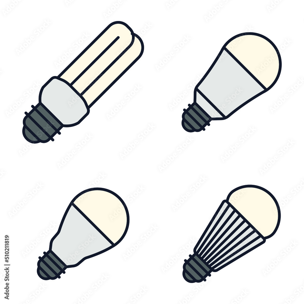 Poster light bulb set icon symbol template for graphic and web design collection logo vector illustration