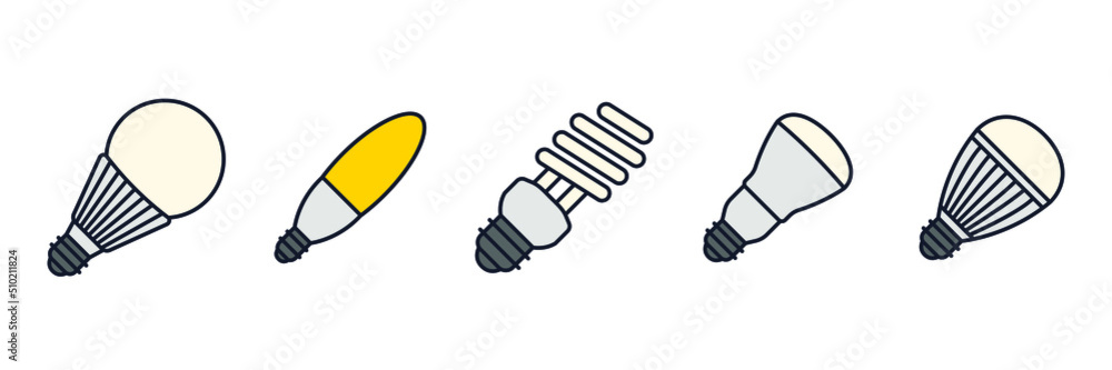 Poster light bulb set icon symbol template for graphic and web design collection logo vector illustration