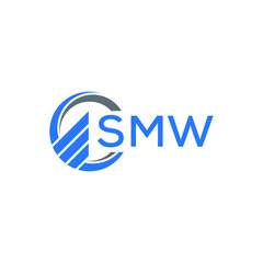 SMW Flat accounting logo design on white  background. SMW creative initials Growth graph letter logo concept. SMW business finance logo design.