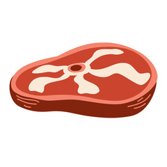 Steak. Food.  Meat product for a grocery store on a white background. Great for label, restaurant menu. Vector hand draw cartoon illustration.