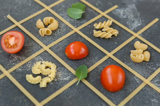 abstraction of pasta and tomatoes, Italian cuisine