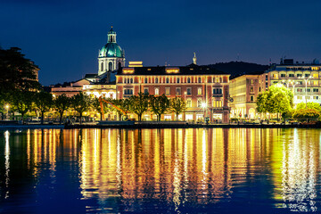 Nightscape of the town of Como, Italy