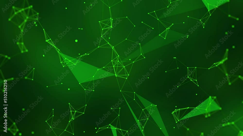 Poster abstract green technology background plexus 4k animation. modern and futuristic tech backdrop