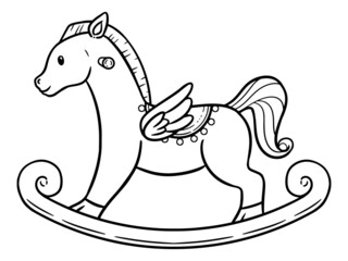 Cute and Simple Pegasus Rocking Horse Design for Coloring Page or Book