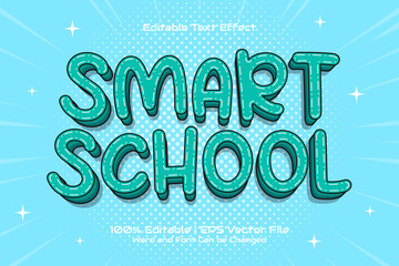 Editable text effect Smart School 3D Flat cartoon style