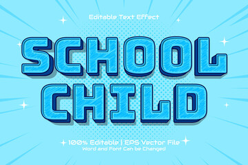 Editable text effect School Child 3D Flat cartoon style