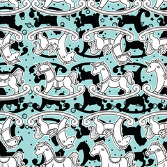 Cute and Adorable Rocking Horse Seamless Pattern Design

