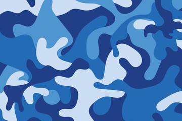 camouflage soldier pattern design background. clothing style army blue camo repeat print. vector illustration - obrazy, fototapety, plakaty