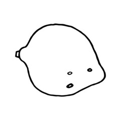 Lemon. A hand-drawn outline of a whole fruit. Vector linear illustration in doodle style, isolated. Drawing with a black line on a white background. An element for the design of card, print, sticker.
