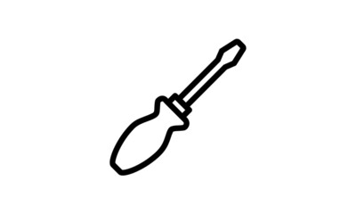 screwdriver vector icon minimalist design out line style  with white background