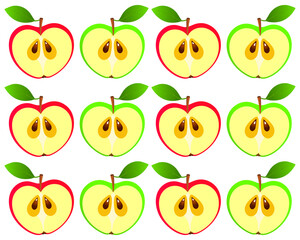 vector illustration of green and pink apple pattern