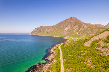 Fototapeta premium Aerial view of Lofoten islands in north Norway