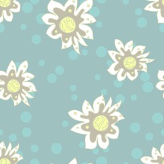 white flowers on pale blue vector seamless pattern