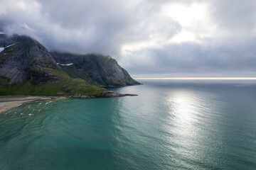 Fototapeta na wymiar Aerial view of Lofoten islands in north Norway