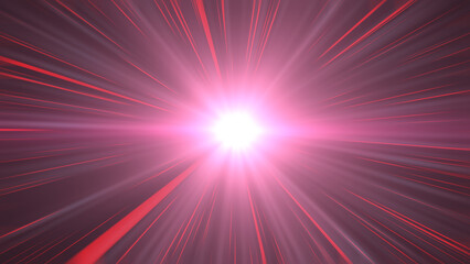 Red Cosmic Illustration with Light Beam.