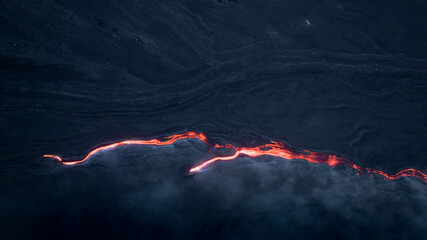 Colata di lava sul vulcano Etna dall'alto - Sicilia - obrazy, fototapety, plakaty