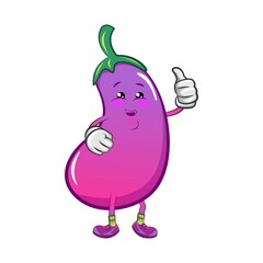 vector mascot character from eggplant cartoon with thumbs up