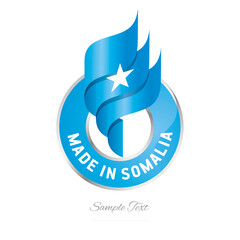 Made in Somalia Abstract wavy flag torch flame blue white modern ribbon strip logo icon vector