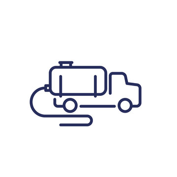 Vacuum Truck Line Icon On White