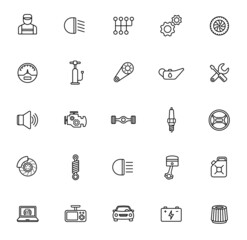 car service outline icons isolated on white background. car service line icons for web and ui design, mobile apps, print polygraphy and promo advertising business